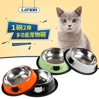 Londa pet нержавеющая сталь краска для выпечки кошка миска кошка принадлежности для кошек посуда для домашних животных пищевой таз кормушка для кошек кормушка для кошек