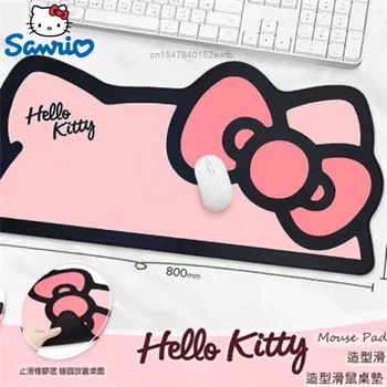 Sanrio Милая Hello Kitty Ухо в форме розового коврика для мыши Негабаритная игра Мультфильм Компьютерная клавиатура Коврик Креативный офисный настольный коврик