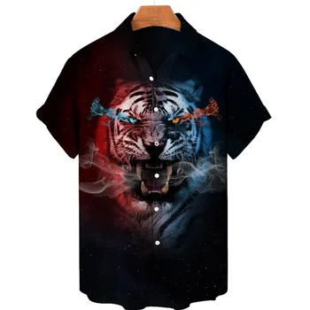 Тигр Боевой Зверь Свирепый Тигр Печать 3D Рубашки Мужские топы с коротким рукавом Футболки оверсайз Рубашка Мужчины Дизайнерская одежда