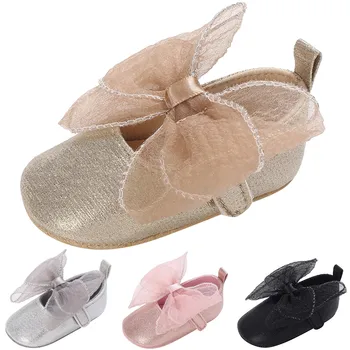 Baby Girls Bowknot Princess Shoes Infant Girls Toddler Shoes Newborn Casual Flat Bottom First Walkers Wedding Party Dance Shoes