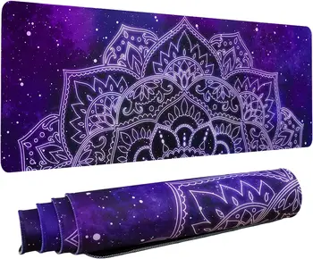 Коврик для мыши в стиле бохо XL Mandala Aesthetic Расширенный большой коврик для игровой мыши Galaxy Bohemia Boho Hippie коврик фиолетово-синий 31,5 x 11,8 дюйма