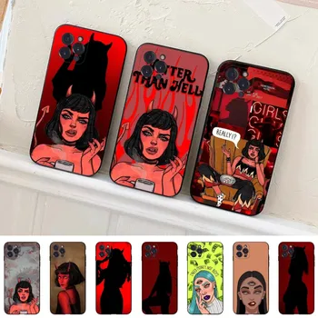 Aesthetic Devil Woman Bad Girl Чехол для телефона Силиконовый софт для iphone 15 14 13 12 11 Pro Mini XS MAX 8 7 6 Plus X XS XR Чехол