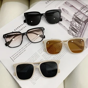 Новые солнцезащитные очки Модные рисовые ногти Ретро Мужчины и женщины с одинаковыми солнцезащитными очками Тренд Ретро Квадратная оправа Закат Солнцезащитные очки