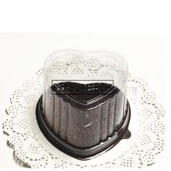 1000 шт. Блистерная коробка для торта в форме сердца Муссовая упаковка Пластиковая коробка с крышкой Экологически чистый прозрачный пищевой контейнер