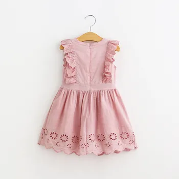 Новая одежда Девочки 3-6 лет Лето новая принцесса 90-130 дети дети малыш без рукавов однотонное кружево розово-голубая юбка повседневное платье