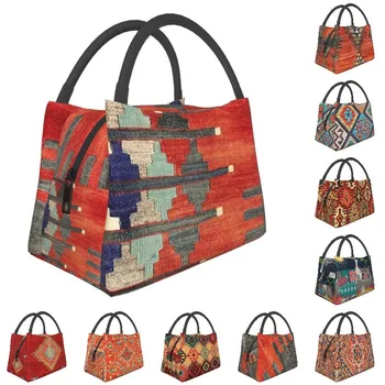 Турецкий Kilim Navaho Weave Ацтекские текстильные изолированные сумки для ланча для кемпинга Путешествия Бохо Этнический персидский племенной многоразовый ланч-бокс