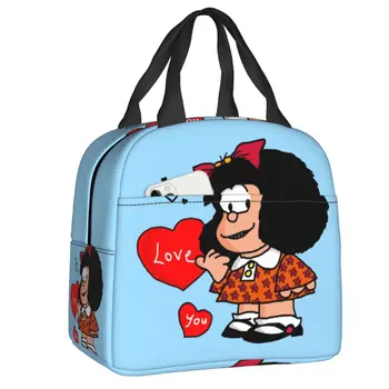 Mafalda Love You Lunch Box Женщины Герметичный Мультфильм Кино Комикс Кулер Тепловая Еда Изолированная Сумка Для Ланча Работа