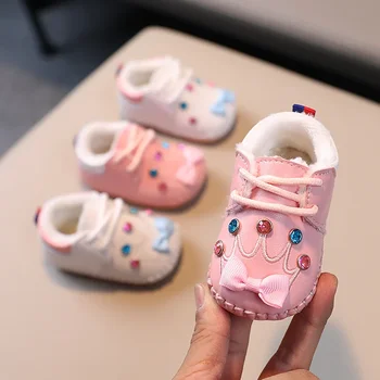 Baby Step 0-1 год Обувь для малышей Женская детская плюшевая утолщенная хлопковая обувь Princess Sewn Wrapped Shoes