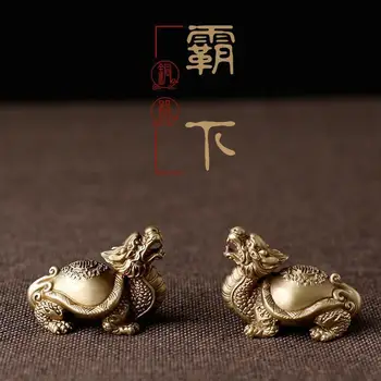 Латунная мини-труба, дракон, черепаха, украшения из чистой меди, чайный питомец, Xuanwu bully wenwan, кусочки.