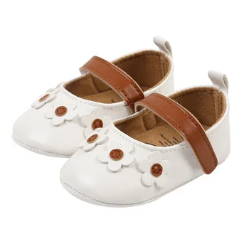  Baby Girl Flower Princess Dress Shoes Легкая обувь для детской кроватки Mary Jane Flats с нескользящей резиновой подошвой
