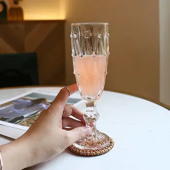 Простой бокал в скандинавском стиле Европейский бокал для шампанского с тиснением, игристое вино, бокал для красного вина, бокал для коктейля