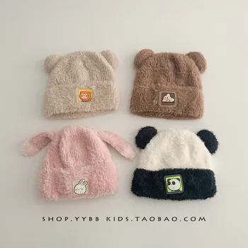 Вязаные плюшевые шапки для детей осенью и зимой. Милые и супер милые шапки для мальчиков и девочек с защитой ушей зимой.