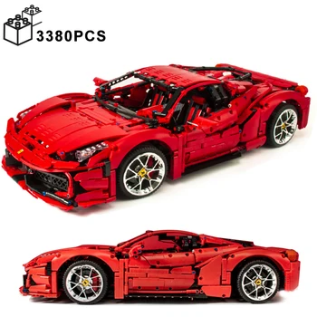 3380PCS Технический Красный Ferraried 458 Спортивные автомобильные строительные блоки MOC 42143 Высокотехнологичный скоростной автомобиль Подарки Кирпичи Игрушка Для Бойфренда