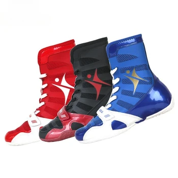  Профессиональная борцовская обувь Мужчины и женщины Дизайнерская боксерская обувь Пары дышащая спортивная обувь Унисекс Противоскользящие боевые ботинки
