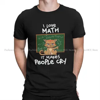 Юмор TShirt для мужчин Любитель кошек I Учитель математики Я люблю математику это делает юмор досуг футболка новинка модный пушистый