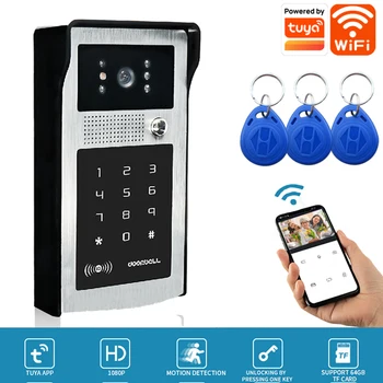 Tuya Smart 1080P WiFi DoorBell Беспроводной видеодомофон Домашний домофон для квартиры Уличный дверной звонок Камера RFID Пароль Разблокировка
