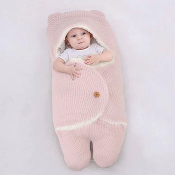 Одеяло для кроватки для новорожденных Теплое детское носимое одеяло Спальный мешок Младенец 0-6M Soothe Sleep Bag Приятное для кожи пеленальное одеяло