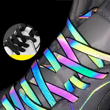 120 / 140 / 160 см Голографическая светоотражающая веревка для шнурков для обуви Женщины Мужчины Светящиеся в темноте шнурки для обуви Кроссовки Спортивная обувь Веревка