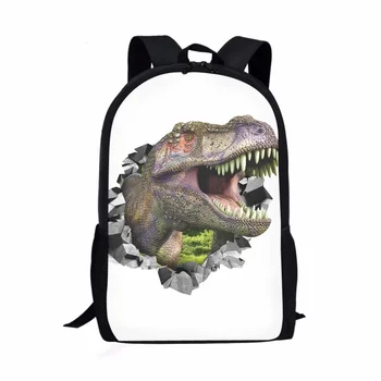 Симпатичный тираннозавр Рекс T-Rex Динозавр 3D-печать Школьные сумки для подростков Мальчики Девочки Детский рюкзак Детская книжная сумка Школьная сумка