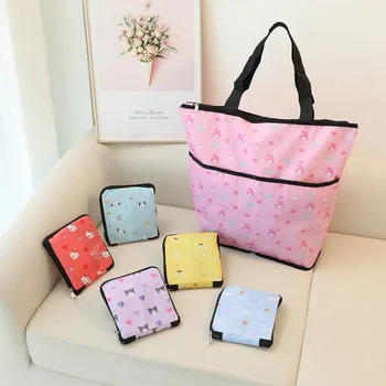 Hello Kitty My Melody Kawaii Sanrio Аниме Экологически чистые сумки для покупок Симпатичная мультяшная складная дорожная сумка Сумка для хранения