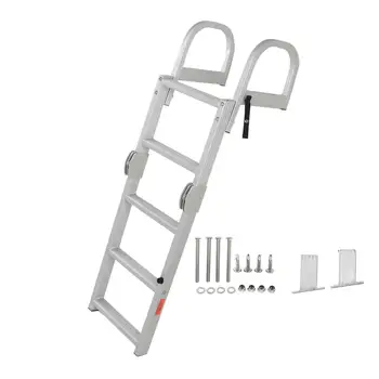 5-ступенчатая алюминиевая складная лестница для лодки | Нагрузка 200 кг | Морской понтон Плавательный бассейн Яхты Корабли