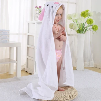 Белый кролик Детская ванна Моделирование животных с капюшоном Детский халат Мультфильм Детское спа-полотенце Персонаж Детский банный халат Младенческие пляжные полотенца
