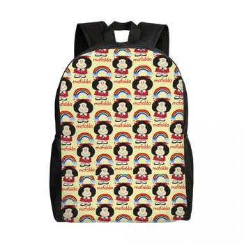 Custom Mafalda Rainbow Quino Comic Backpack Женщины Мужчины Мода Книжная Сумка для Колледжа Школа Мультфильм Сумки