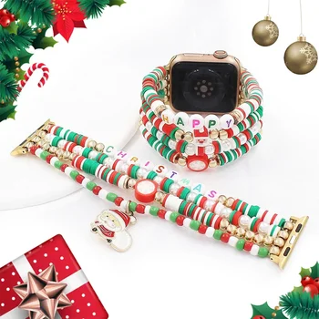 Рождественский ремешок для Apple Watch Ultra2 49 мм 44 40 мм 42 мм 38 мм Женский браслет на запястье для iwatch Series 9 8 7 6 5 Se 41 мм 45 мм Браслет