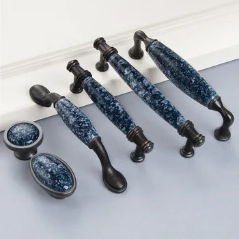 Керамические ручки шкафа Винтажные ручки для ящиков Дверные ручки шкафа Европейская мебельная ручка Фурнитура