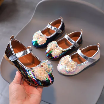 Новые детские туфли на плоской подошве для девочек Princess Pink Bowknot Shoes 2022 Весенняя детская вечеринка Свадебная кожаная обувь G563
