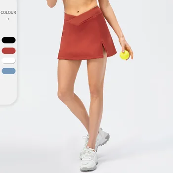 та же фальшивая раздельная юбка из двух частей с антиоткрытой теннисной юбкой для бега для бега на досуге Lulu брюки спортивная юбка для йоги