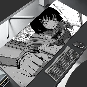 Черно-белый комикс девушка большой коврик для мыши 900x400 клавиатура офис резиновый коврик для мыши игра противоскользящий HD коврик для мыши XXL ноутбук ковер