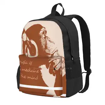 Музыка - это лекарство разума-Бэнкси Искусство И Музыка Цитата Школьная сумка для хранения Рюкзак студента Трафарет граффити уличного искусства