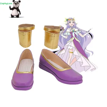 CosplayLove Healin'Good Pretty Cure Fuurin Asumi Фиолетовая обувь для косплея Длинные сапоги PU Кожа на заказ