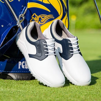 Мужская обувь для гольфа Водонепроницаемая кожаная спортивная обувь для гольфа Кроссовки для гольфа на шнуровке Удобная прочная и мягкая обувь для ходьбы