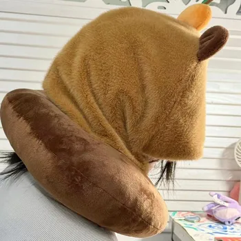 Милая мультяшная плюшевая подушка Capybara для женщин Милые животные Мягкие подушки U-образная подушка Дорожная подушка Подушка для шеи
