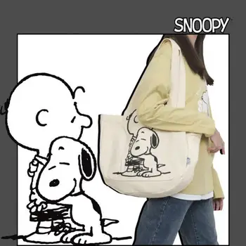 Anime Snoopy Повседневная холщовая сумка большой емкости Женская универсальная сумка через плечо Портативная сумка для хранения студентов Сумка Подарок на день рождения