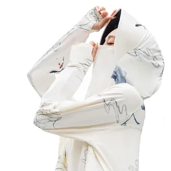 Ice Silk Виниловая шапка Края Солнцезащитный крем Солнцезащитная одежда Одежда Женская 2023 Новый анти-УФ дышащий Всематчевая наружная печать