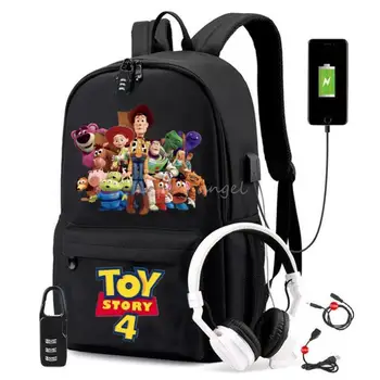 Disney Toys 4 USB Рюкзак для женщин Девочки Школьная сумка Подростковые сумки Женские дорожные рюкзаки Книжная сумка Ноутбук Mochila Infantil