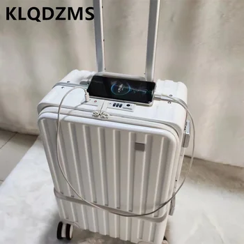 KLQDZMS 20 24-дюймовый передний открывающийся багаж Рама из алюминиевого сплава Багаж Студенческий дорожный ящик для паролей Универсальный чемодан с рычагом колеса