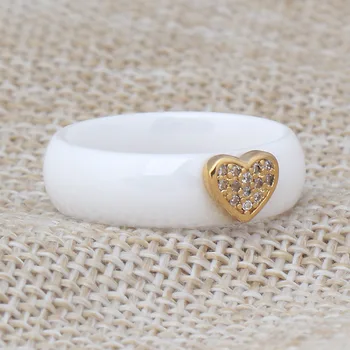 2022 Модные украшения Хрусталь от Swarovskis Керамическое кольцо из титановой стали с микроинкрустацией из циркона в форме сердца черно-белой пары