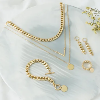  Набор ювелирных изделий Mimicup для женского бала, включая V-образное многослойное ожерелье, серьги, кольцо-цепочку, браслет для женщин, подарок, вечеринка