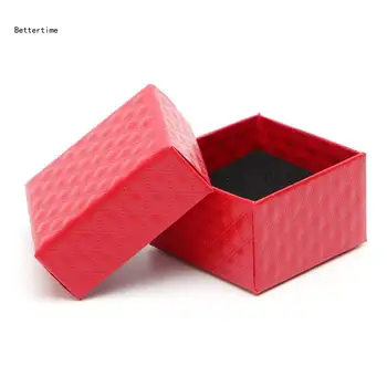 B36D Картонная шкатулка для ювелирных изделий Черный квадратный бумажный подарочный футляр Картонные коробки с губкой