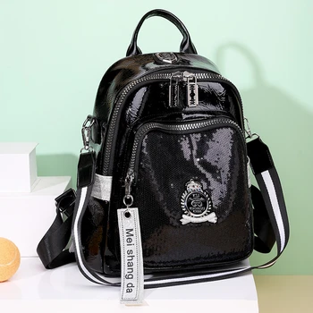 Модный женский рюкзак Дизайнер Pu Leather Travel Back Pack Повседневная сумка через плечо Высококачественные школьные сумки для подростков Девочки Sac