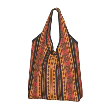  Большие многоразовые этнические продуктовые сумки Foutha Kabyle Recycle Складной Amazigh African tunisia Shopping Tote Сумка Моющийся Водонепроницаемый