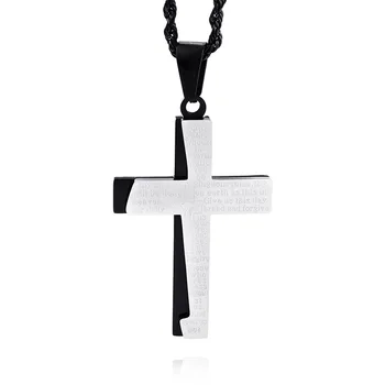 Мужское ожерелье Кулон из нержавеющей стали Религиозный титан Сталь Библия Крест Личность Безделушки