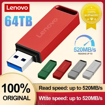 Lenovo 64 ТБ USB Flash Накопитель Высокоскоростной металлический флэш-накопитель 8 ТБ 16 ТБ 32 ТБ Портативный USB-накопитель Водонепроницаемый USB-накопитель Memoria 4 ТБ