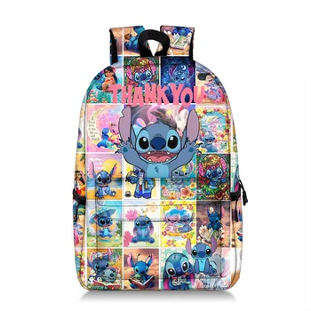 Disney Stitch 2023 Мужской рюкзак высокой емкости Легкая сумка с принтом из полиэфирного волокна Сумка для компьютера Праздничный подарок Водонепроницаемый и