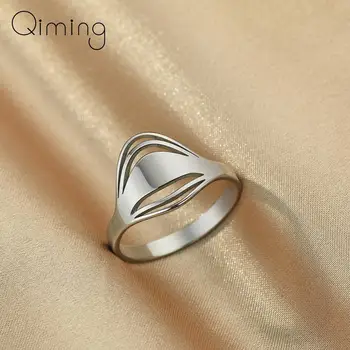 Геометрическое кольцо с ромбом из нержавеющей стали для женщин Простые ювелирные изделия Штабелируемые кольца Bague