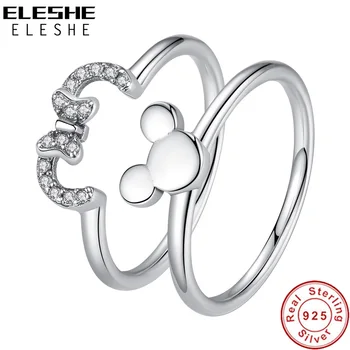 ELESHE 925 Стерлинговое серебро Простая Мода Lucky Eye CZ Кольцо на палец Штабелируемая лента Кольца для женщин Классические ювелирные изделия Подарок